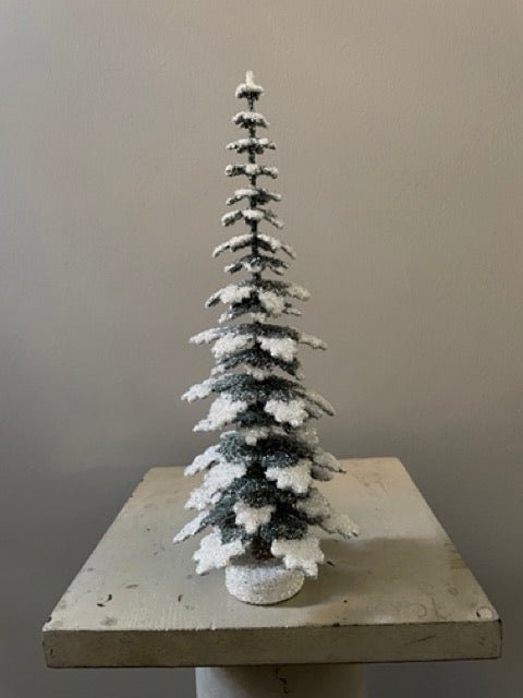 Glitter Christmas Tree - Green with Snow 25cm - Bon Ton goods
