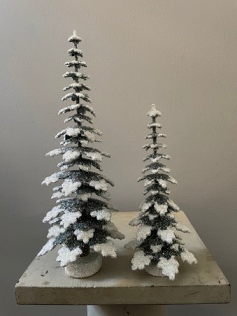 Glitter Christmas Tree - Green with Snow 25cm - Bon Ton goods
