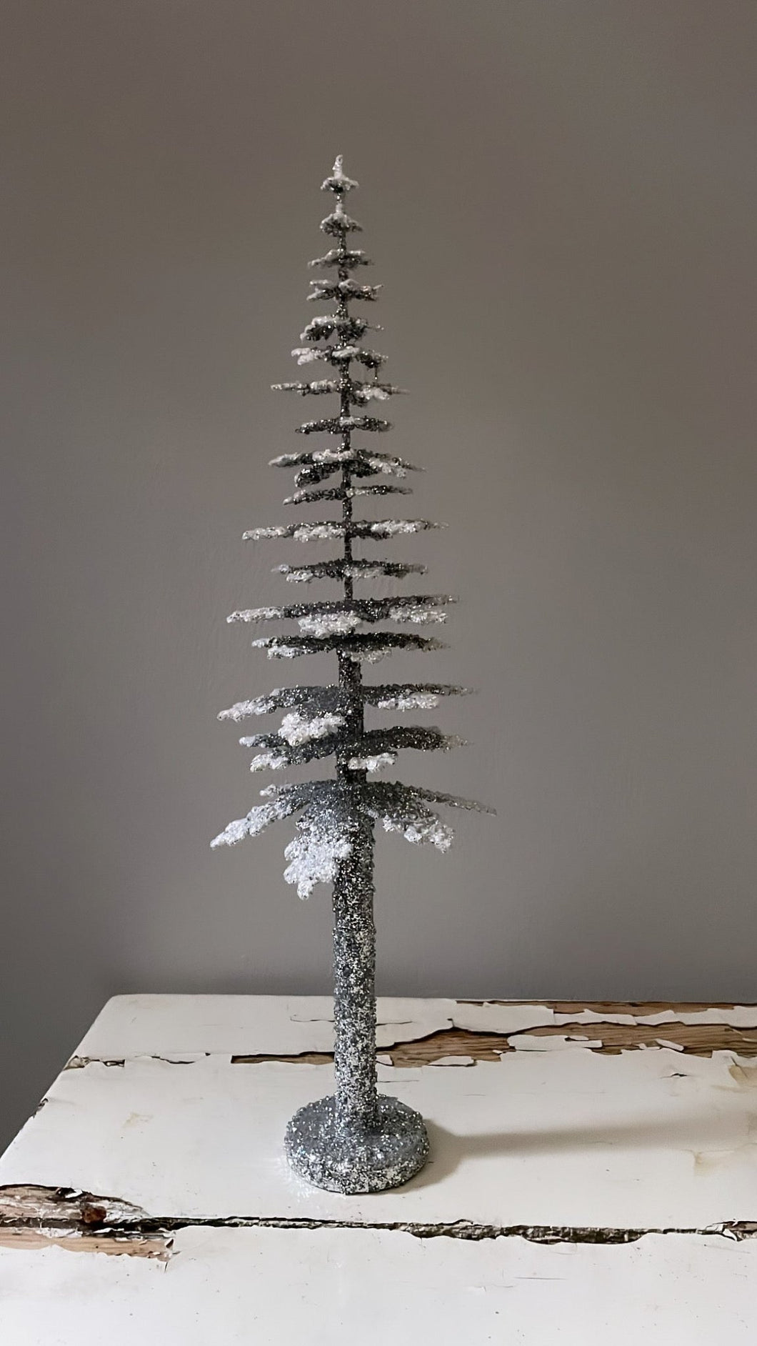 Glitter Christmas Tree - Silver with Frost 35cm - Bon Ton goods