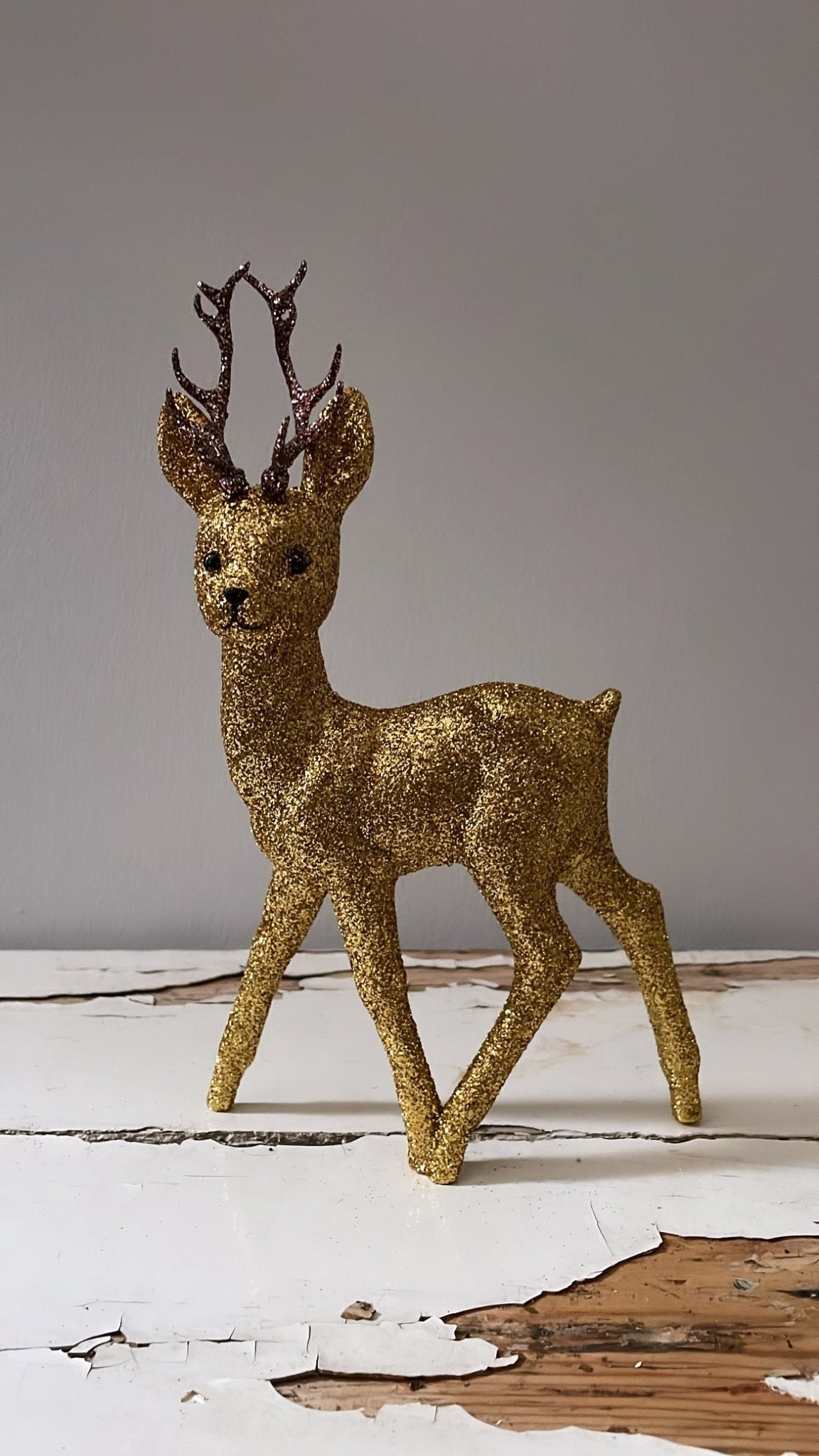 Glitter Deer with Brown Antlers - Gold | Ino Schaller - Bon Ton goods