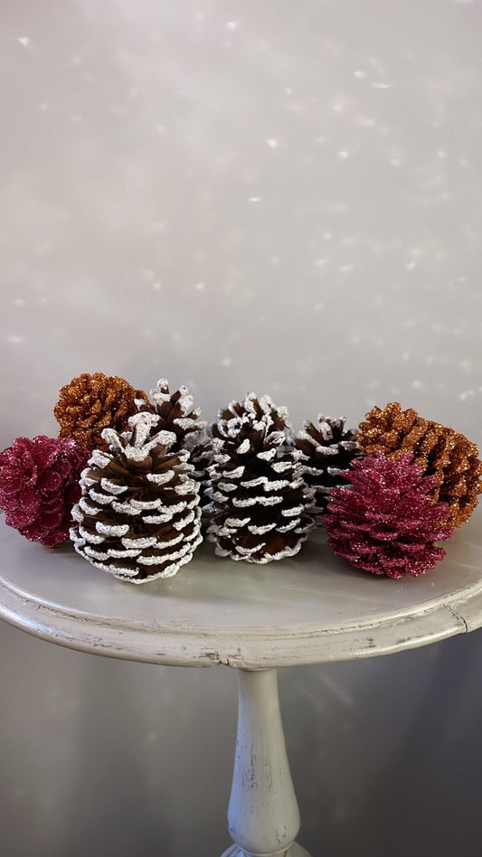 Glitter Old Rose Pinecone | Ino Schaller - Bon Ton goods