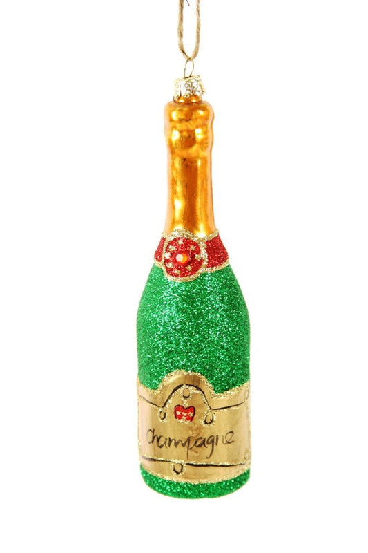 Glittered Champagne - Green Christmas Ornament - Bon Ton goods