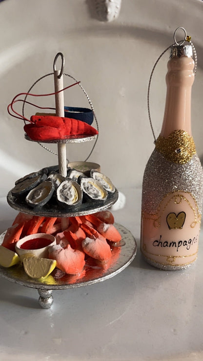 Glittered Champagne-silver | Christmas Ornament - Bon Ton goods