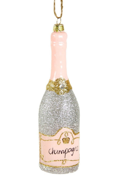 Glittered Champagne-silver | Christmas Ornament - Bon Ton goods
