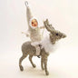 Glittered Reindeer Rider Ornament/Figure- Vintage Inspired Spun Cotton | Vintage by Crystal Spun Cotton Ornament - Bon Ton goods