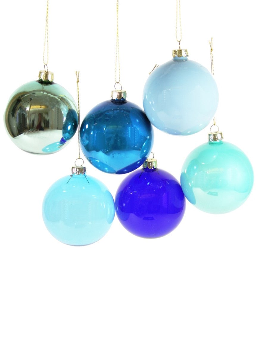 Glorious Glass Hue Balls - Blues Christmas Ornament - Bon Ton goods