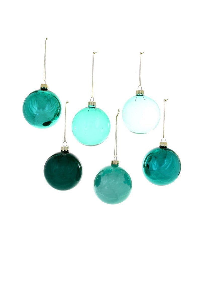 Glorious Glass Hue Balls - Teal Christmas Ornament - Bon Ton goods