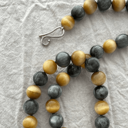 Gold Tiger’s Eye & Eagle Eye Bead Necklace | Mikkel Brøgger - Bon Ton goods
