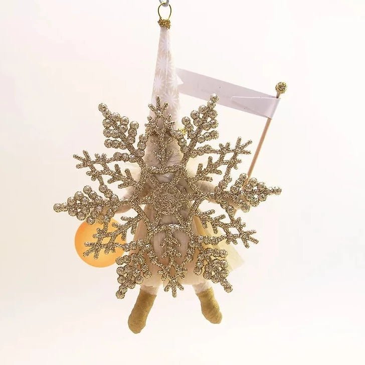 Golden Snowflake Princess Ornament - Vintage Inspired Spun Cotton - Bon Ton goods