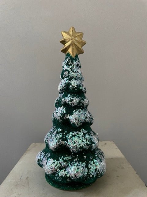 Grand Christmas Tree - Beaded Papier Mâché Green - Bon Ton goods