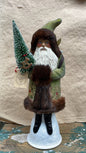 Grand Forest Green Beaded Santa with Holly Decoration, Fur & Packbag | Ino Schaller - Bon Ton goods