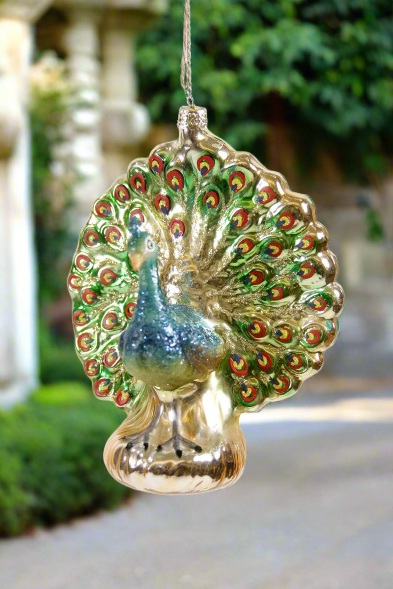 Grand Peacock Christmas Ornament - Bon Ton goods