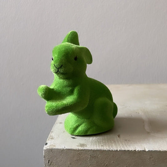 Grass Green Velvet - Extra Small Sitting Bunny, | Ino Schaller - Bon Ton goods