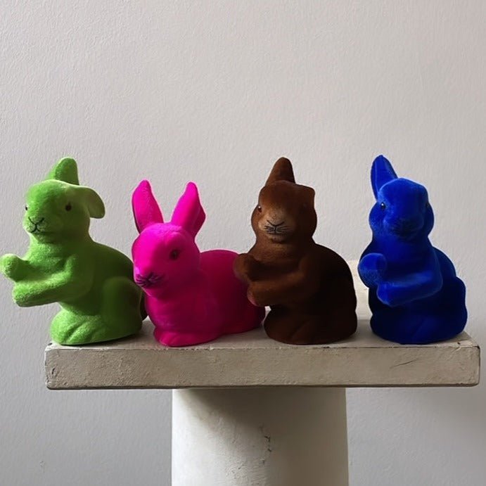 Grass Green Velvet - Extra Small Sitting Bunny, | Ino Schaller - Bon Ton goods