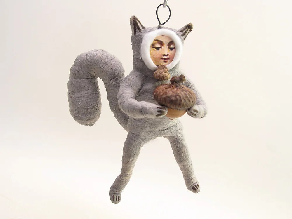 Gray Squirrel Child Ornament | Vintage by Crystal Spun Cotton Ornament - Bon Ton goods