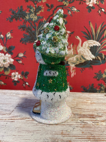 Green Beaded Glittered Gold Stars Santa | Ino Schaller - Bon Ton goods