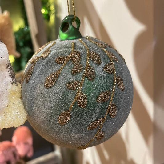 Green Glass “Antiqued” Ball | Christmas Ornament - Bon Ton goods