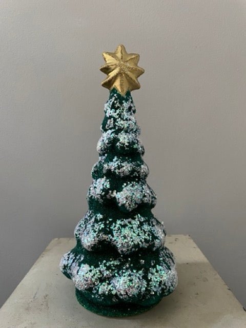 Green Grand Christmas Tree - Beaded Papier Mâché | Ino Schaller - Bon Ton goods