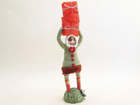 Green Present Stack | Vintage by Crystal Spun Cotton Ornament - Bon Ton goods