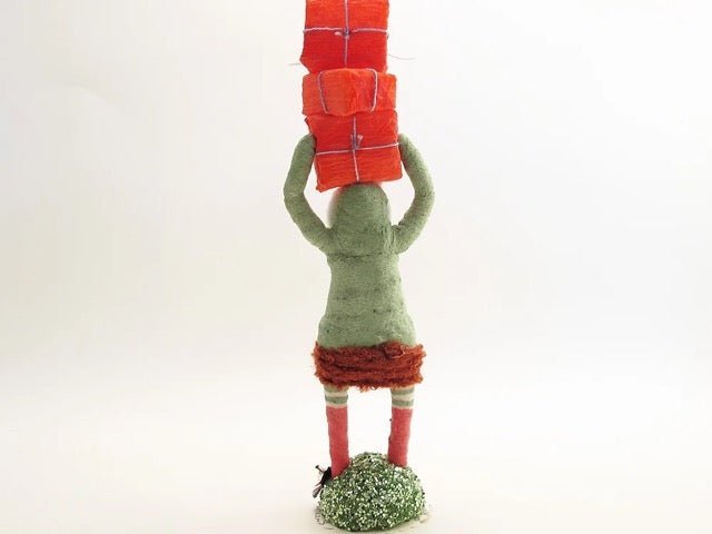 Green Present Stack | Vintage by Crystal Spun Cotton Ornament - Bon Ton goods