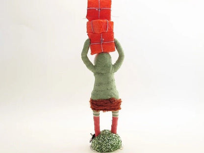 Green Present Stack | Vintage by Crystal Spun Cotton Ornament - Bon Ton goods
