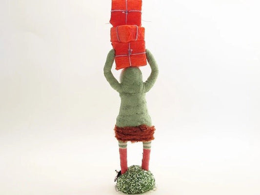Green Present Stack | Vintage by Crystal Spun Cotton Ornament - Bon Ton goods