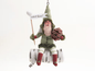 Green Santa On Birch Log Ornament | Vintage by Crystal Spun Cotton Ornament - Bon Ton goods