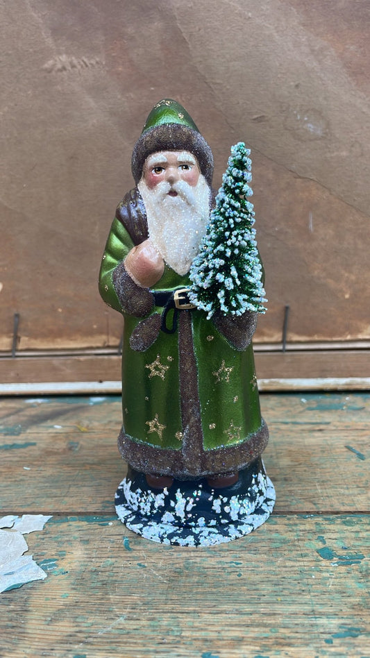 Green Santa with Snowy Tree | Ino Schaller - Bon Ton goods