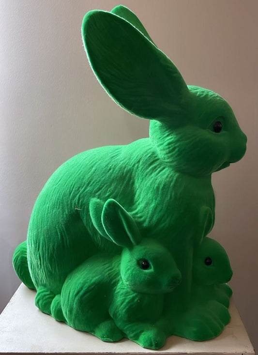 Green Velvet Mother Bunny with Kit | Ino Schaller - Bon Ton goods