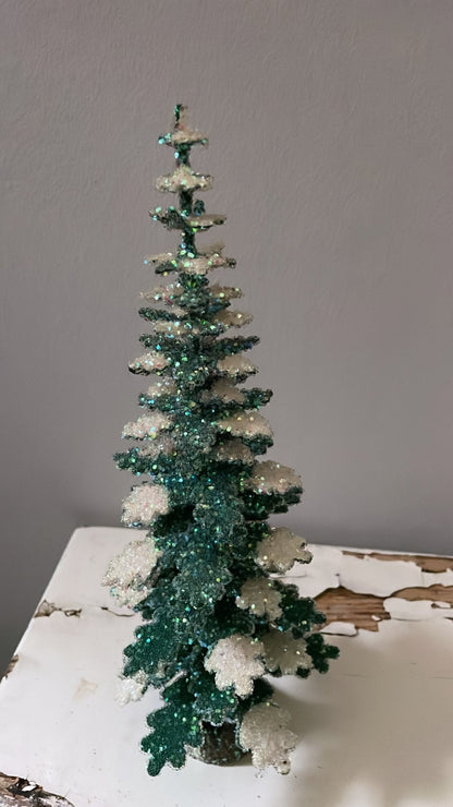 Green with Snow Frost Glitter Spruce - Cardboard Christmas Tree | Ino Schaller - Bon Ton goods