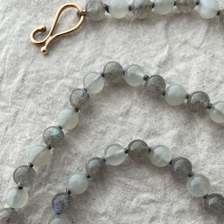 Grey Moonstone & Labradorite Bead Necklace | Mikkel Brøgger