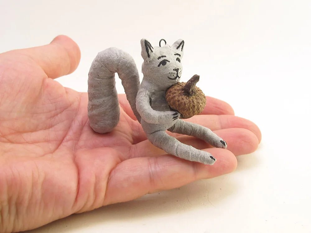 Grey Squirrel Ornament - Vintage Inspired Spun Cotton - Bon Ton goods