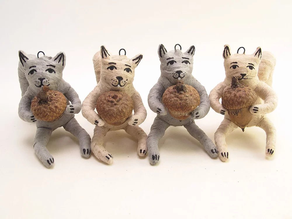 Grey Squirrel Ornament - Vintage Inspired Spun Cotton - Bon Ton goods