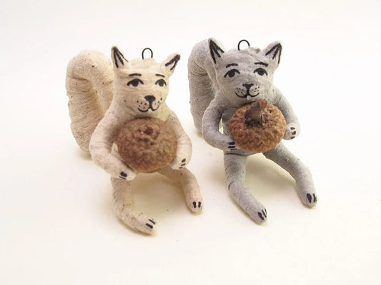Grey Squirrel Ornament - Vintage Inspired Spun Cotton | Vintage by Crystal Spun Cotton Ornament - Bon Ton goods