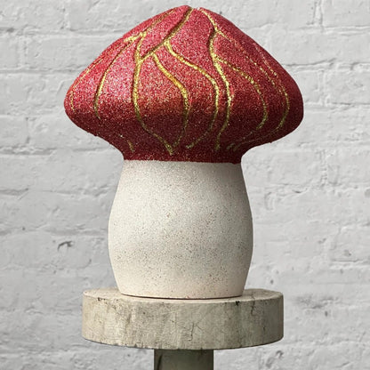 Grooved Glitter Mushroom In Red And Gold | Ino Schaller - Bon Ton goods
