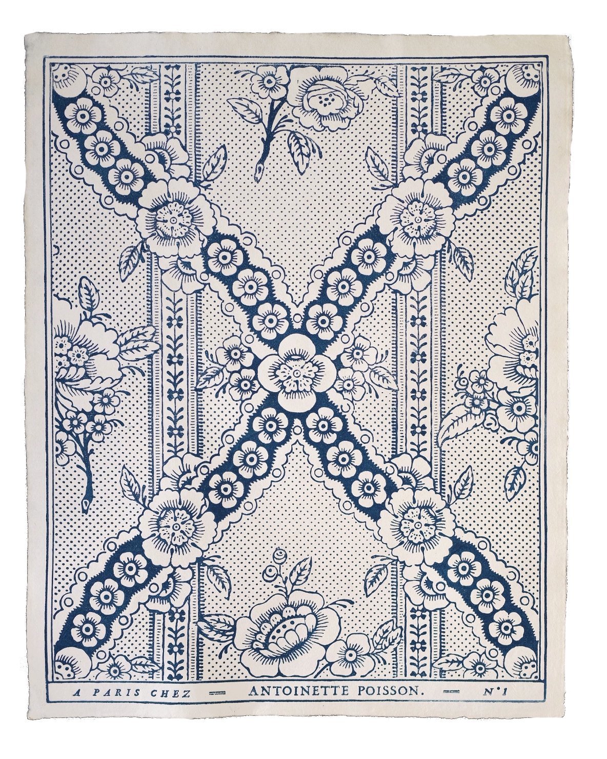 'Guirlande Fleurs' Bleu Indigo Handmade Domino Paper | Antoinette Poisson - Bon Ton goods