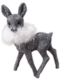 Gunmetal silver beaded Bambi with white feather boa by Ino Schaller