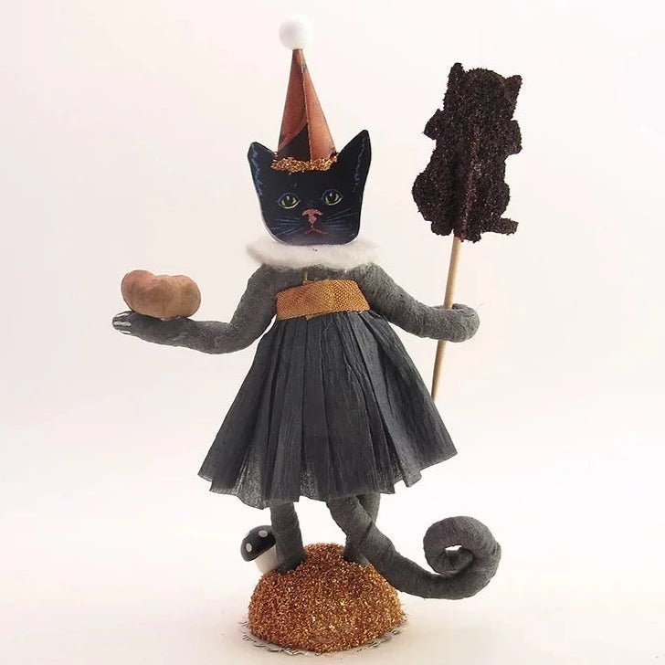 Halloween Cat Lady Figure - Vintage Inspired Spun Cotton | Vintage by Crystal Spun Cotton Ornament - BON TON goods