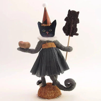 Halloween Cat Lady Figure - Vintage Inspired Spun Cotton | Vintage by Crystal Spun Cotton Ornament - BON TON goods