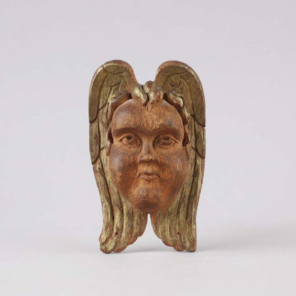 Hand-Carved Angel Head in Oak, 18th–19th Century - Bon Ton goods