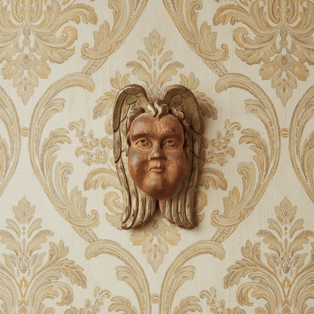 Hand-Carved Angel Head in Oak, 18th–19th Century - Bon Ton goods