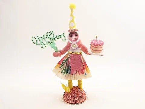 Happy Birthday Girl Figure - Vintage Inspired Spun Cotton - Bon Ton goods