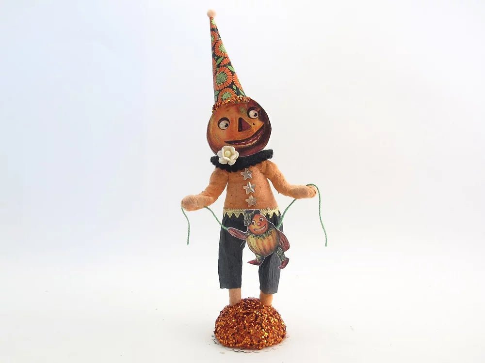 Happy Jack O Lantern Figure - Vintage Inspired Spun Cotton | Vintage by Crystal Spun Cotton Ornament - Bon Ton goods