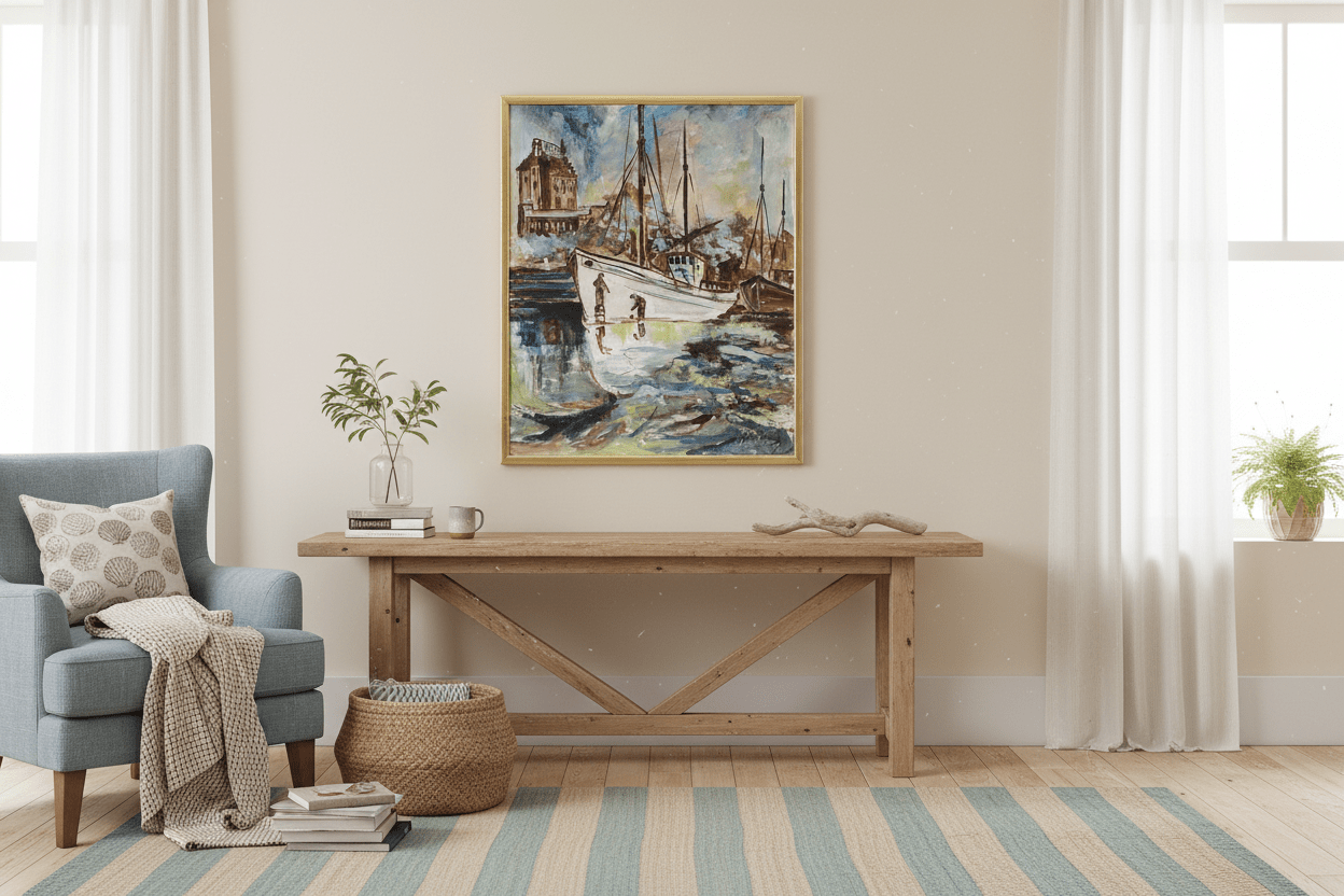 Harbor Scene | Oil on Canvas by Antal Verboy - Bon Ton goods