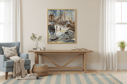 Harbor Scene | Oil on Canvas by Antal Verboy - Bon Ton goods