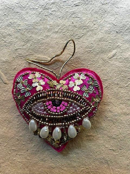 Heart Ojo-Pink Christmas Ornament - Bon Ton goods