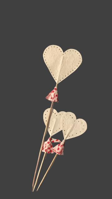 Heart on a Stick Christmas Decorations, Set of 3 - Bon Ton goods