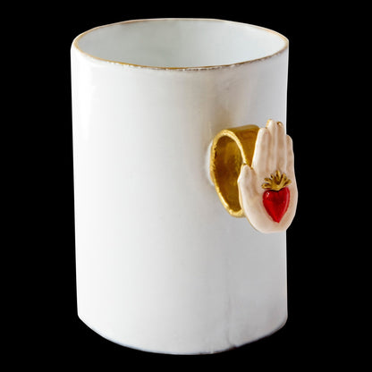 Heart on Hand Ring Cup, Serena Carone | Astier de Villatte: Exclusive Pre-Order Item - Bon Ton goods