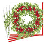 Holly and Berry Wreath Paper Dinner Napkins | Caspari - Bon Ton goods