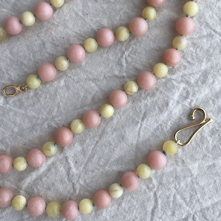 Honey & Pink Opal Bead Necklace | Mikkel Brøgger